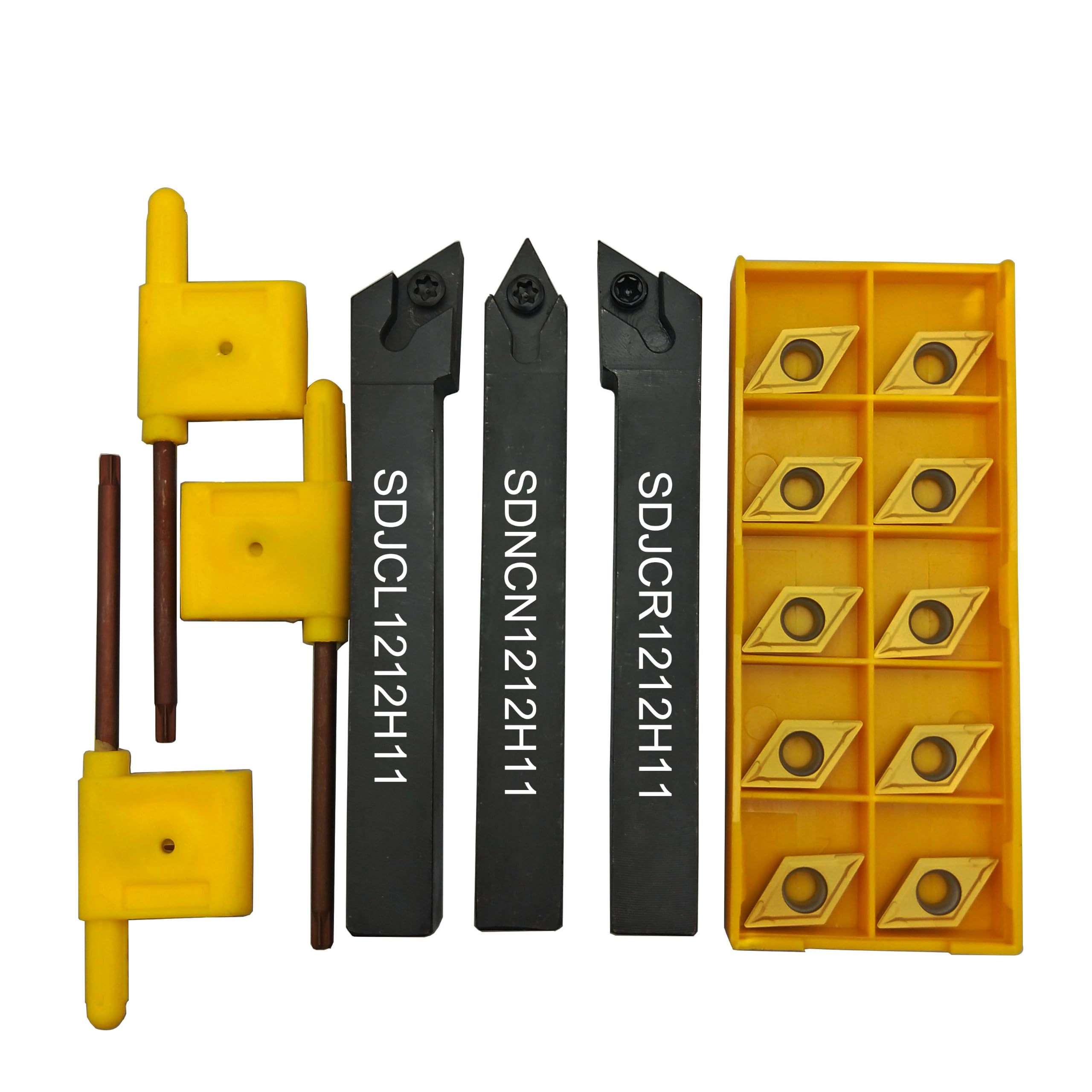 Scalpello da 1/2" SDJCR SDNCN SDJCL1212H11 supporto per tornio CNC + DCMT11 | Tornio in acciaio 12 x 12 CNC, tornio in metallo duro DCMT11T304 / DCMT32.51, tornio indexabile in metallo duro
