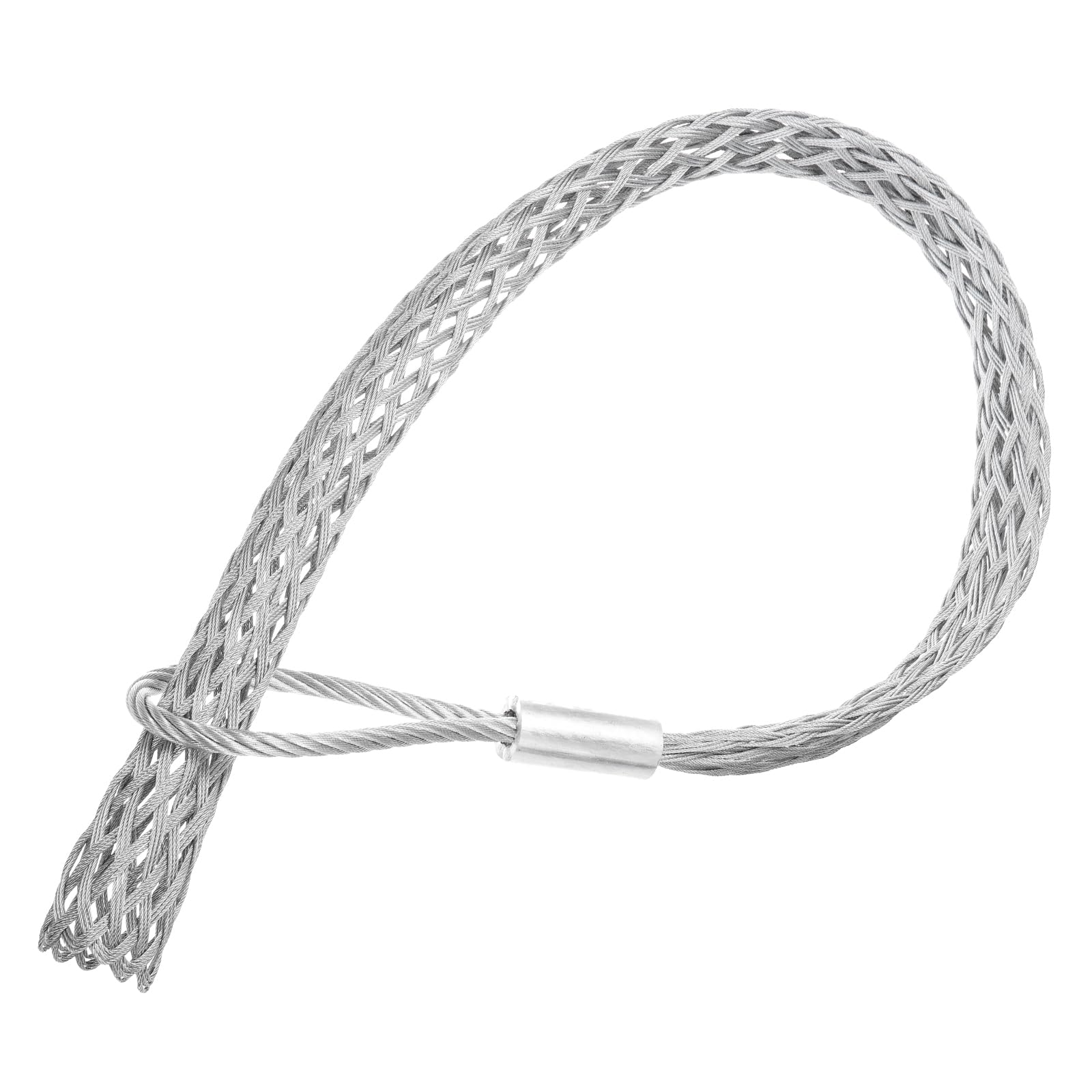QUARKZMAN Fascetta di Trazione per Cavi 115-127mm Tiracavi Grip Argento | 1 Pezzo, in Rete Metallico, Singolo, Copertura Rete Liscia, Acciaio Zincato, 220cm