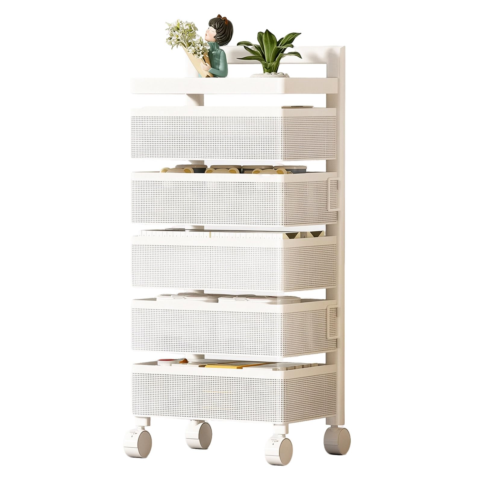 Carrello con Ruote Magnetico Girevole Multiuso, Carrello Salvaspazio Cucina