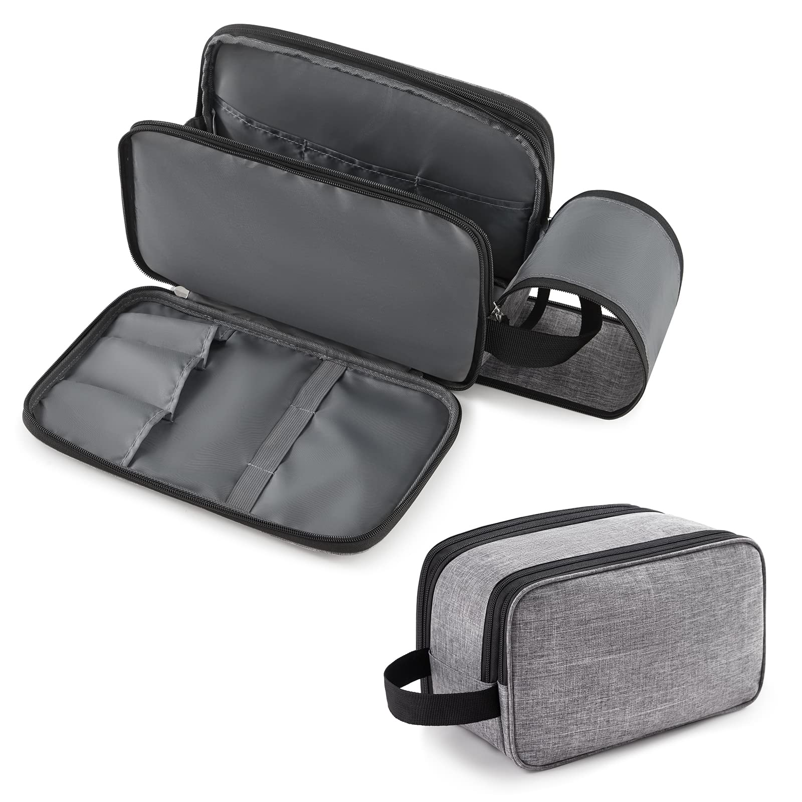 Lifewit Kulturbeutel Herren großer Kulturtasche Herren Kosmetiktasche mit doppelten Reißverschlüssen, Organizer Waschtasche schminktasche für Bad und Reise für Hygieneartikel, Groß, Grau