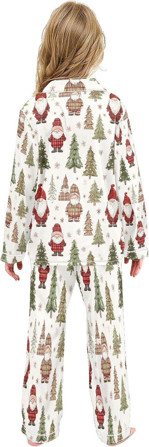 Silk Pajama Sets Long Sleeve Pajamas Soft Sleepwear 2 Piece Pjs Set