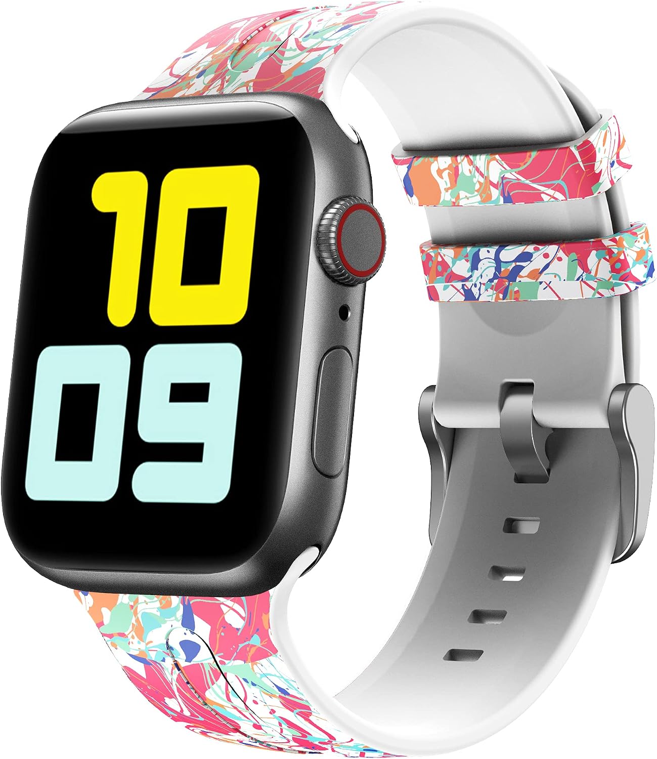 Honsdom Sport Band Compatible with Apple Watch Bands 44mm 42mm 40mm 38mm for Women Men, Soft Silicone Printed Fadeless Pattern Replacement Strap for iWatch SE Series 6 5 4 3 2 1 (Classic Flower)