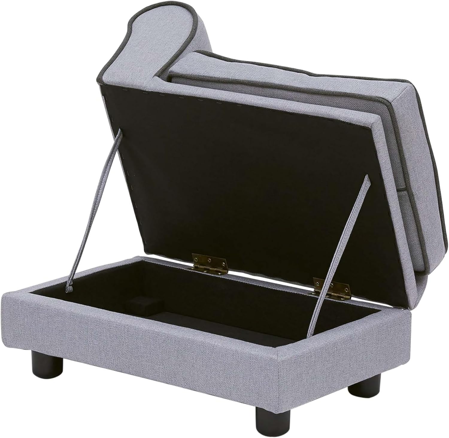 Teamson Pets Ivan 22 Inch Long Upholstered Chaise Lounge Sofa Dog Bed with Removable Cushion and Underneath Storage for Cats & Small Dogs, Light Gray