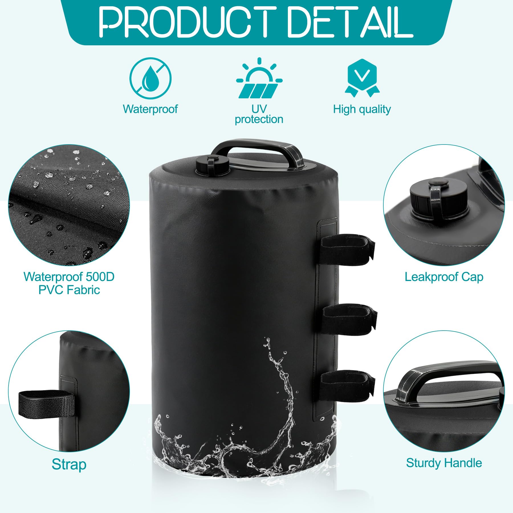 VEEKAY Set di 4 Zavorre per Gazebo,10L Zavorre per Gambe di Gazebo,per Tende Pop-up,Ombrelloni e Tensostrutture