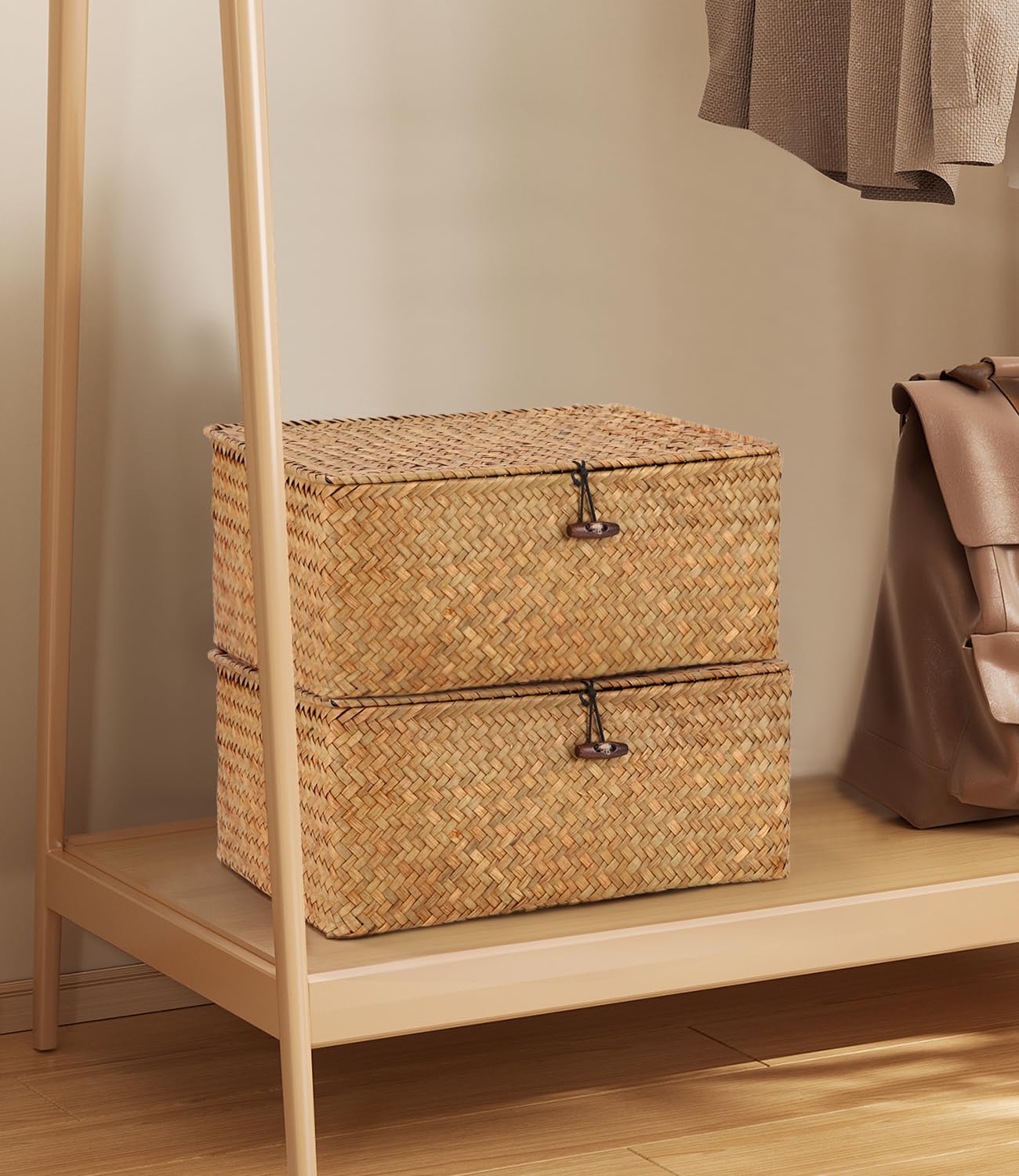 Cesto Portaoggetti in Rattan Intrecciato,Cesta in Vimini di Seagrass
