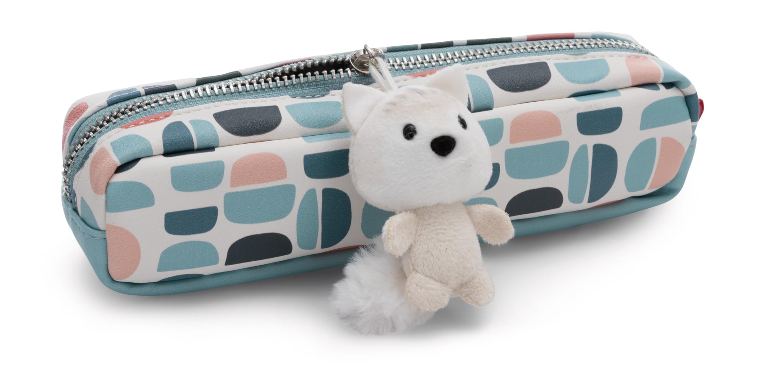 NICI Pouch with pendant polar fox Vanja 20x5x5cm blue - Fluffy pencil case for girls and women, school bag, office or cosmetic pouch, soft plush pouch