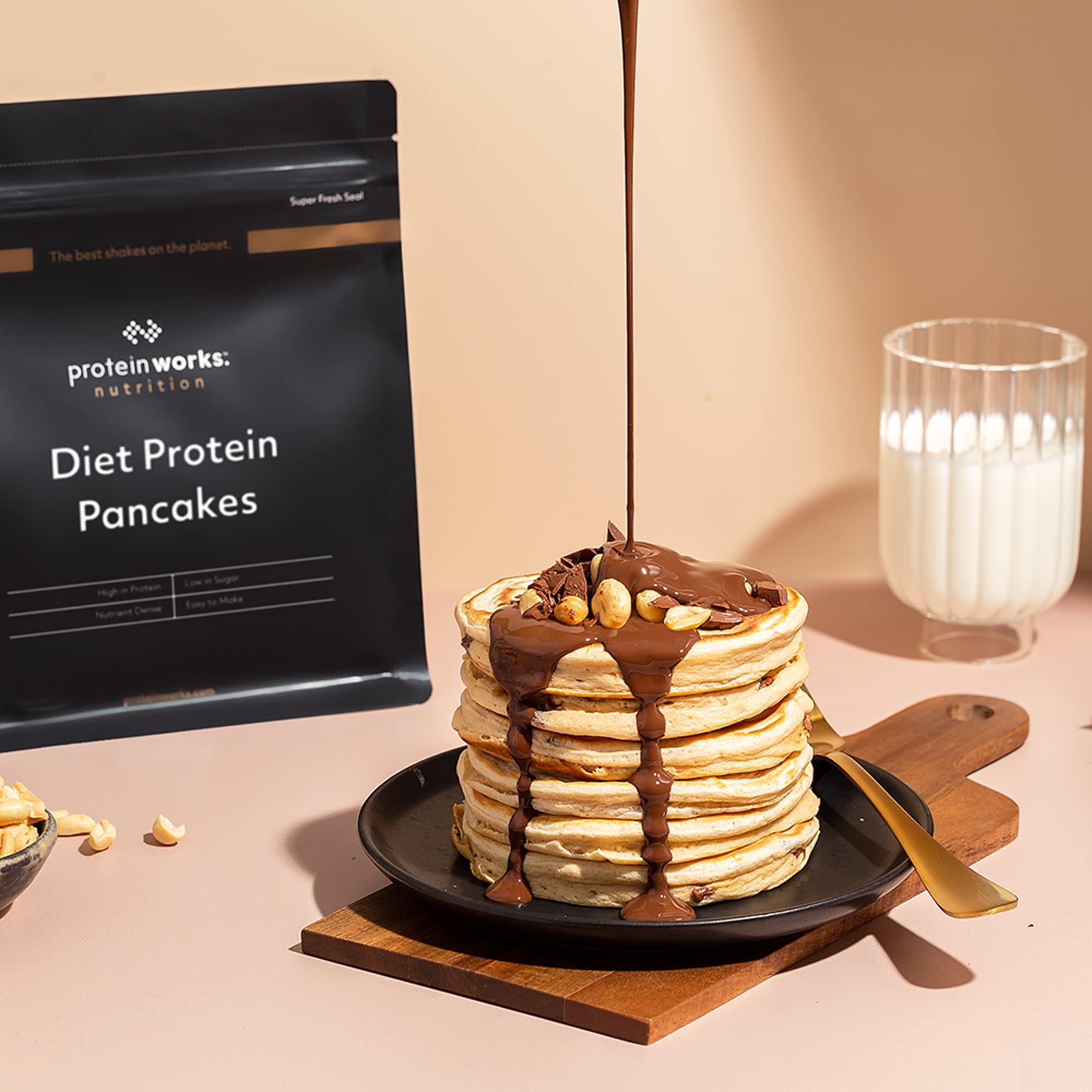 Protein Works | Diet Protein Pancakes – GOLD Innovation, Mezcla Pancakes Proteicos Premium, Desayuno Bajo en Calorías, Bajo Grasa & Azúcar, Apoya Pérdida de Peso, Natural, 25 Porciones, 1kg