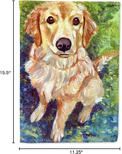 Miniatura 7 de Caroline's Treasures 7428GF - Bandera decorativa para jardín con paciencia y diseño de dorada, para patio exterior, patio, parterres, tamaño de