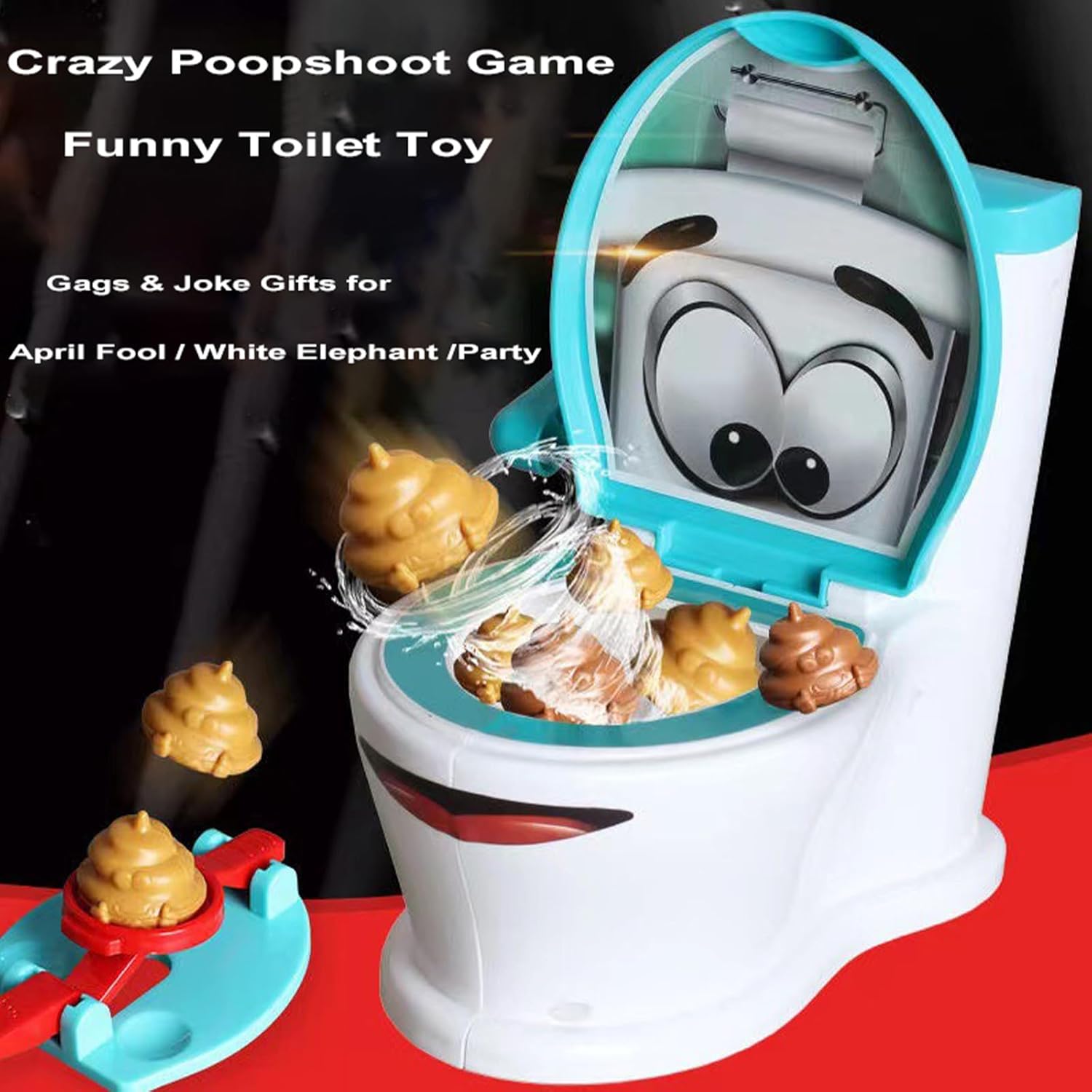 Poop Shoot Game for Family Interactive Toilet Toy for 2-6 Players Funny Gags & Joke Toys for White Elephant Gifts Win it Game for Family Night Party