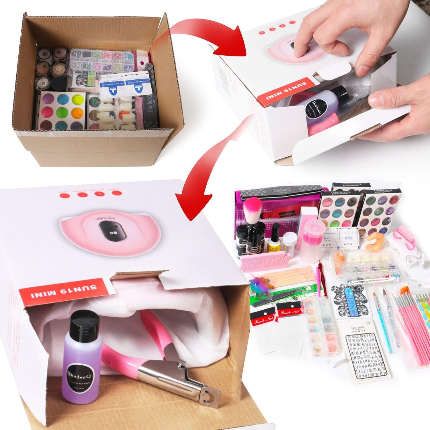 Complet Poudre Acrylique Pour Ongles,Kit Acrylique Ongles,Professionnel Poudre Acrylique Kit Avec Outils D'art D'ongle,Faux Ongles