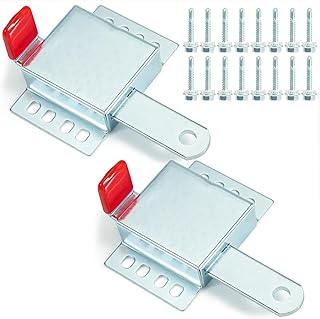 Heavy Duty Garage Door Lock, 2PCS Upgrade Galvanized Steel Garage Door Locking Slide Latch for Most Garage Doors, with Self-Tapping Screws and Red PVC Cover, Essential Garage Door Lock Kit