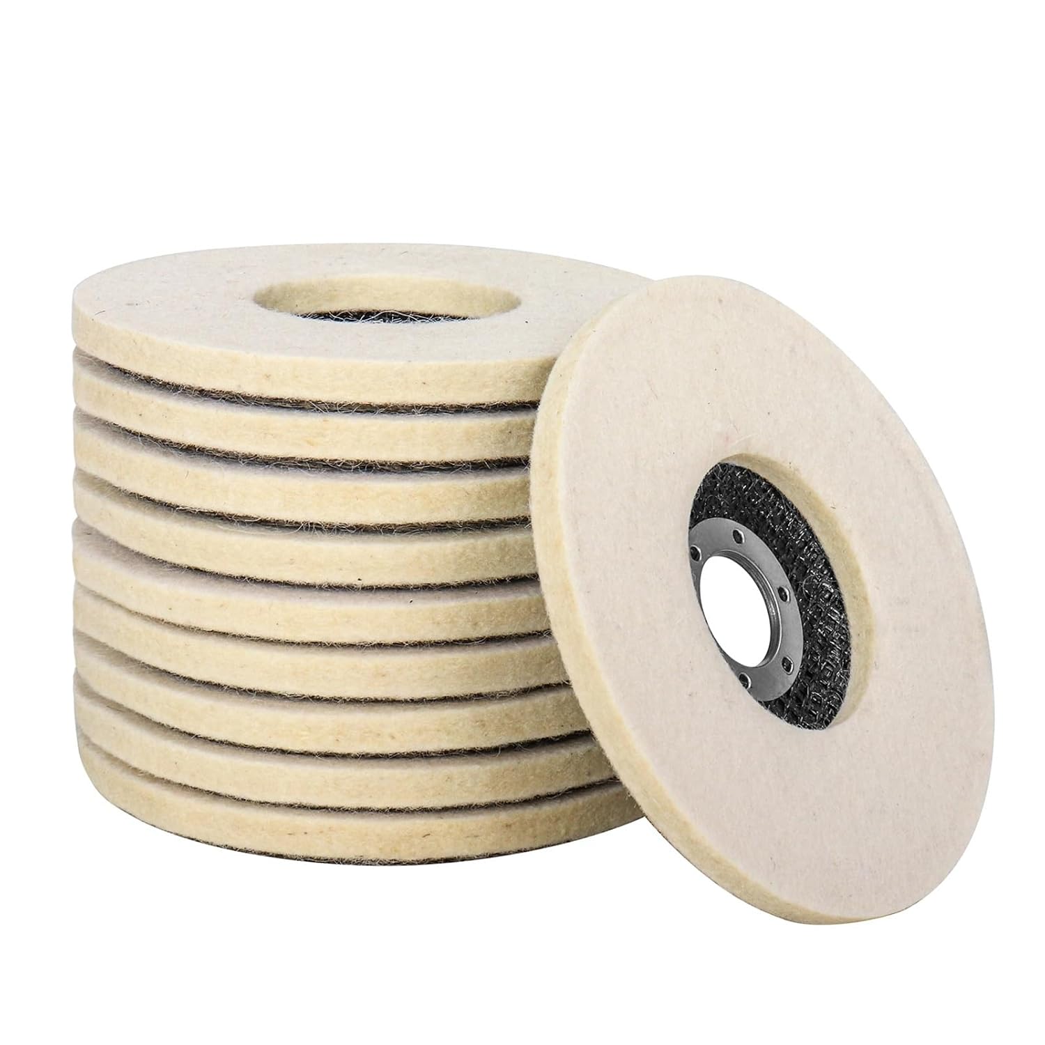 5Inch Wool Polishing Wheels Buffing Pads Angle Grinder Accessories Grinding Disc for Metal Glass Ceramic Polishing(5pcs)