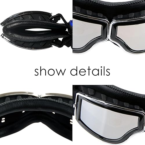 Miniatura 4 de Anteojos de seguridad para motociclismo, motonetas, medio casco clásico para Vespa, estilo aviador, plegable con lentes transparentes