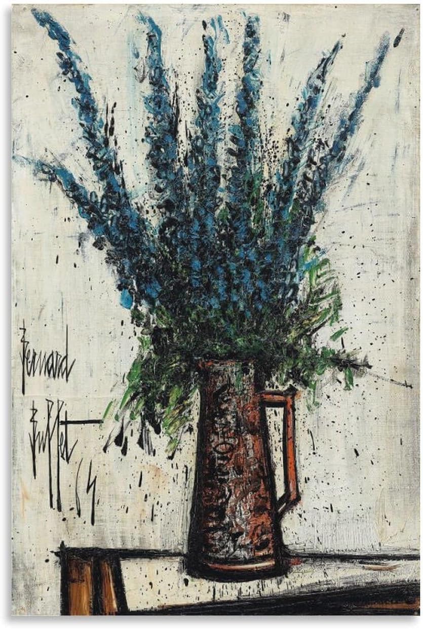 Rikin Liuff Delphinium Blue by Bernard Canvas Poster Wall Art 40x60cm Frameless