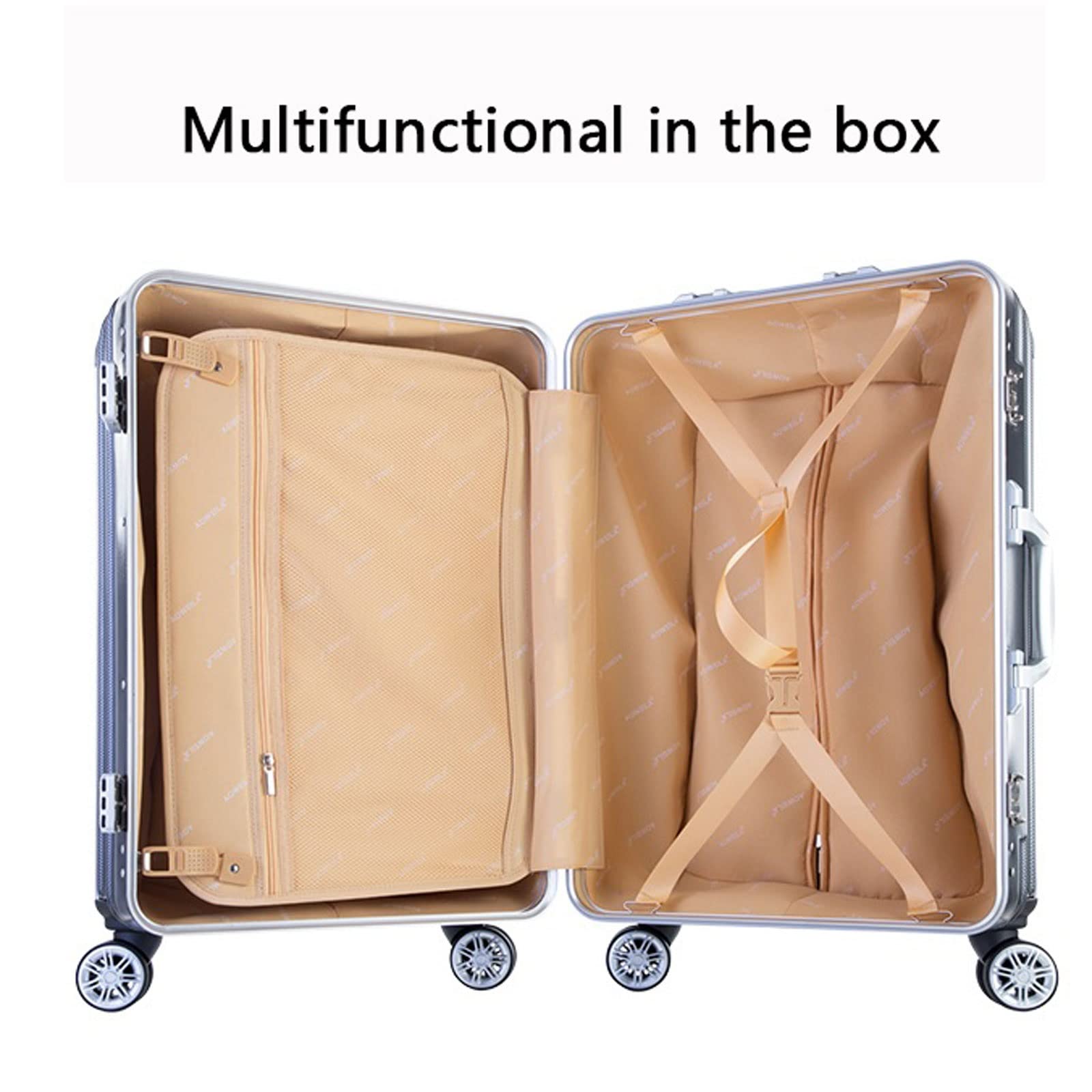 Estuche Rígido Equipaje Trolley Case Rueda Universal Pareja Maleta Hombres y Mujeres Embarque Equipaje Marco de Aluminio Caja de contraseña (Color : Blue)