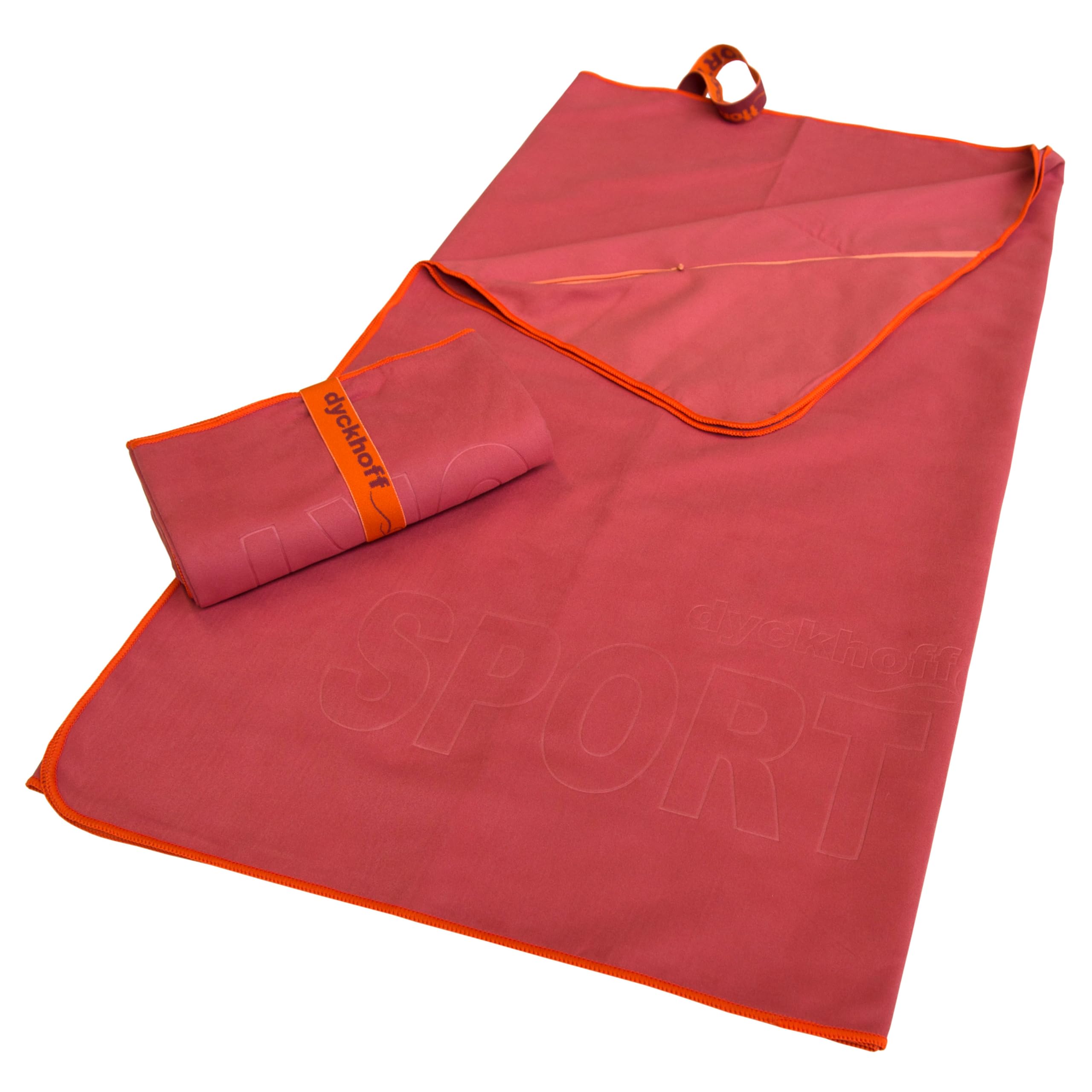 Serviette de sport en microfibres anti transpiration Dyckhoff corail 80x180 cm pour gym