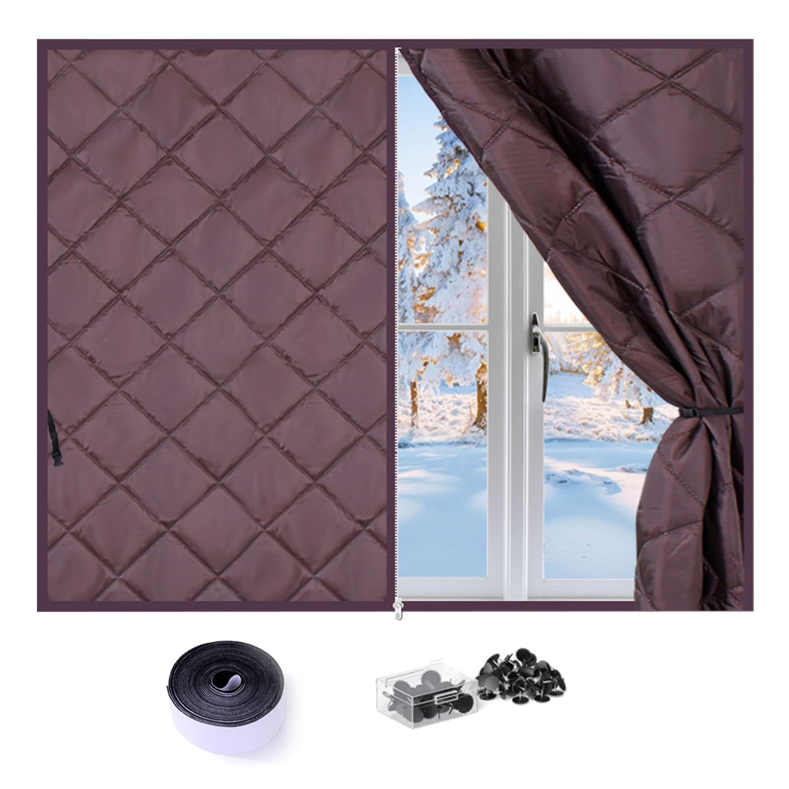 Housse d'isolation thermique fenetre avec fermeture eclair