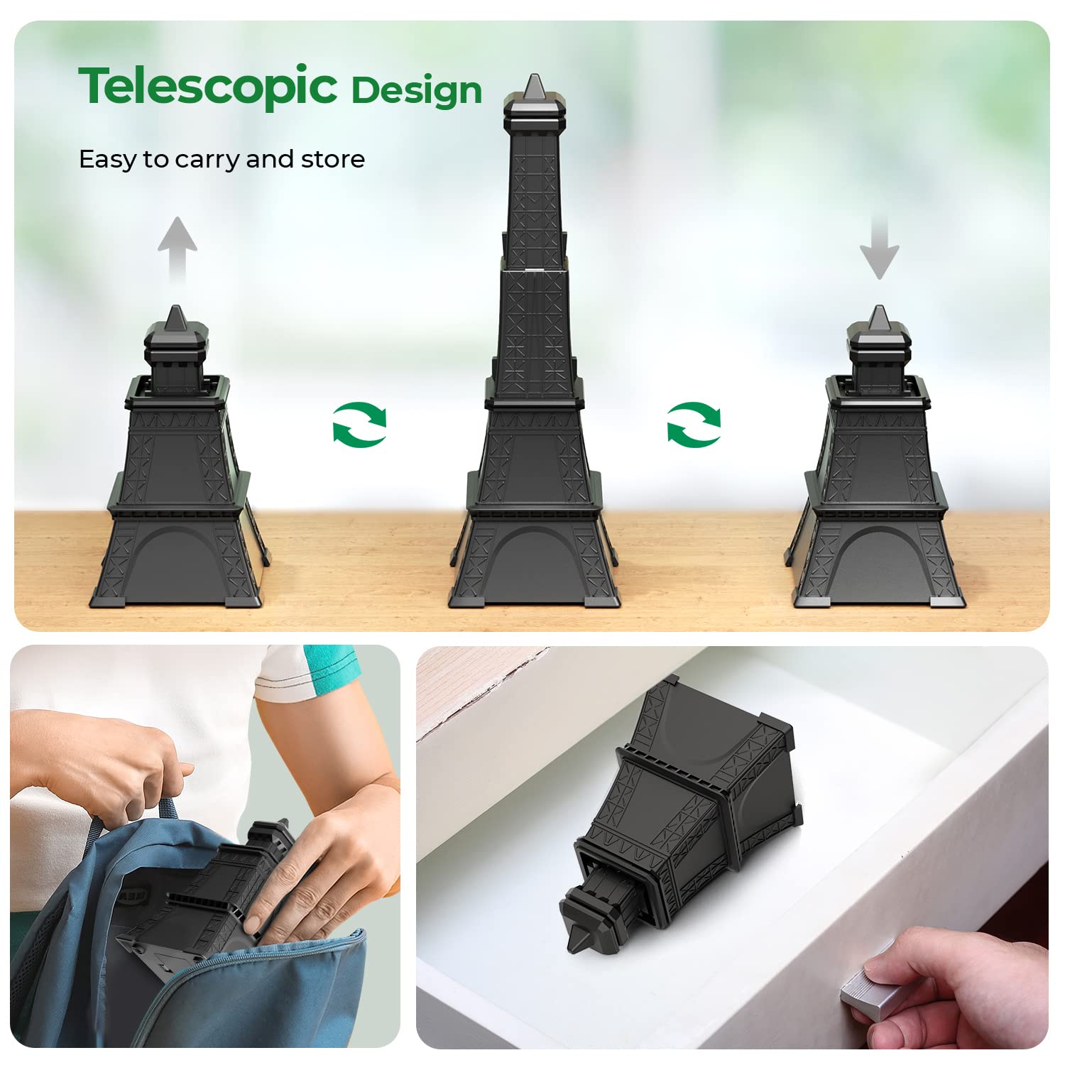 TYIUHELAS Fly Fans for Table, 3PCS Fly Fan for Outdoor Tables, Retractable Fly Fan Repellent Indoor Outdoor, Portable Fly Fans Spinner for Restaurant, Party, Home (black).