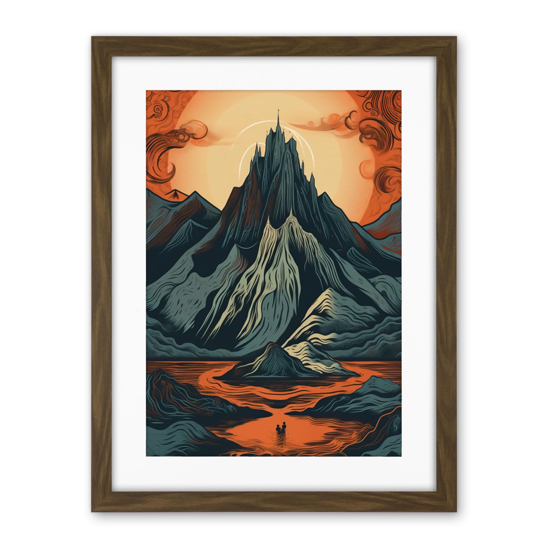 Artery8 Erebor The Lonely Mountain Landscape Illustration Artwork Framed Wall Art Print 18X24 Inch