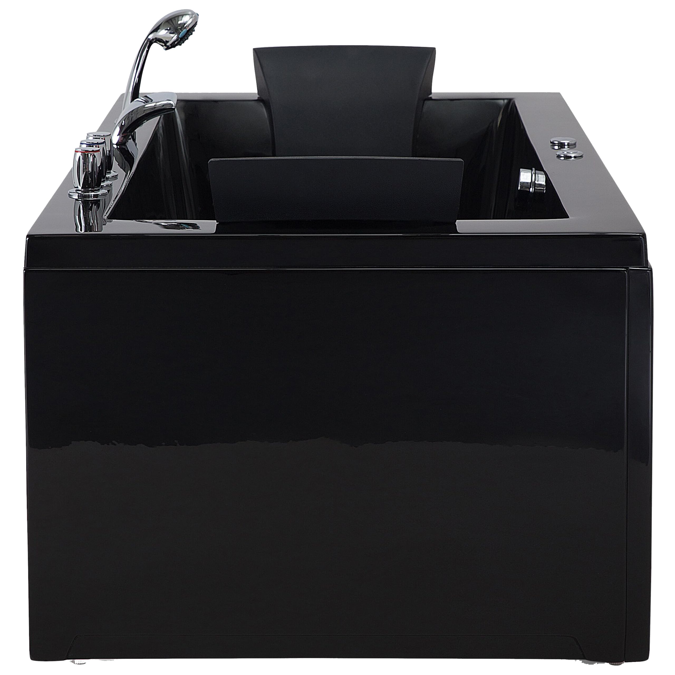 Baignoire d'Angle Gauche Balnéo Noire Rectangulaire 2 places avec Leds Varadero