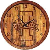 Vista 435 de The Fan-Brand NCAA Oklahoma Sooners: Faux Barrel Top Wall Clock Sports Team Bar Sign Décor - Home Man Cave, Party Decoration - Made On Demand