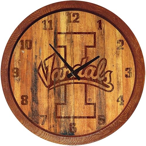 Miniatura 435 de The Fan-Brand NCAA Oklahoma Sooners: Faux Barrel Top Wall Clock Sports Team Bar Sign Décor - Home Man Cave, Party Decoration - Made On Demand