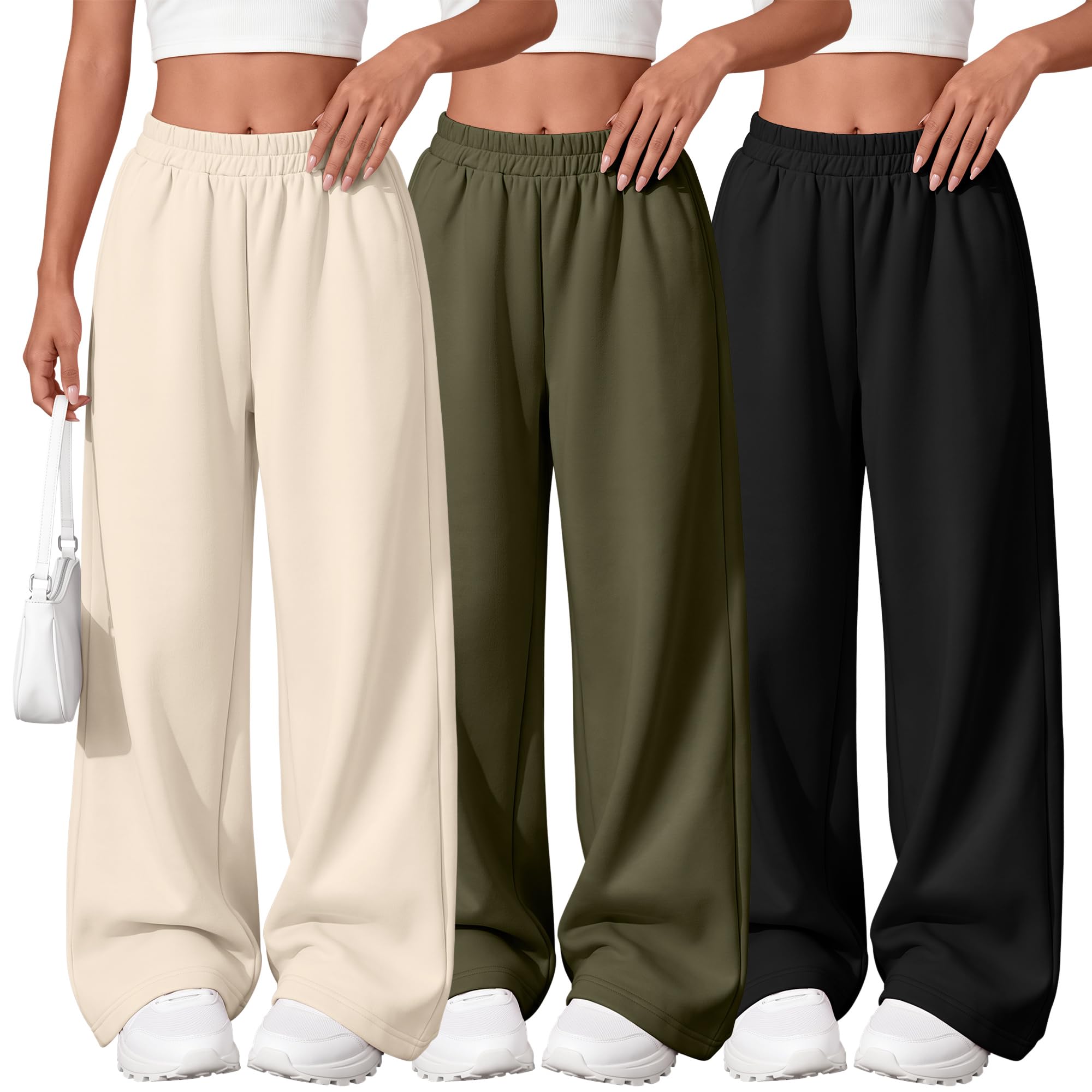3 Pack Girls Wide Leg Sweatpants Kids Baggy Pants