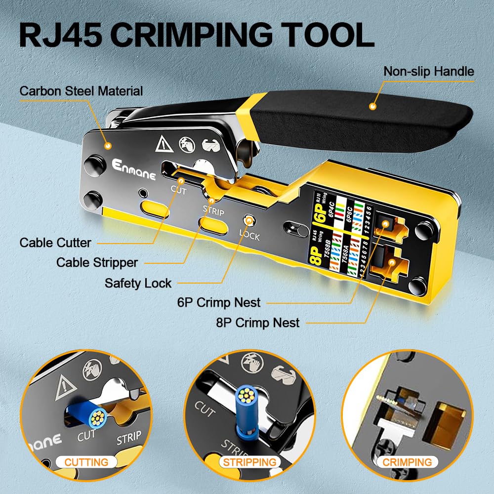 Kit d'outils de sertissage Ethernet RJ45, CAT5, Cat5e, Cat6, RJ45