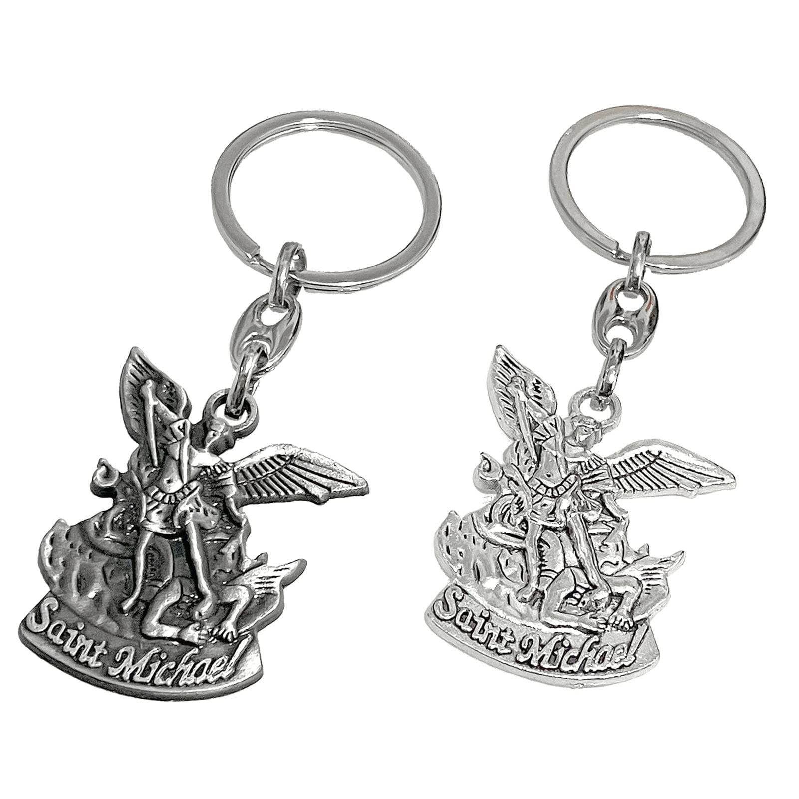 lulucrossCatholic Gifts Saint Michael Medal Key Chain for Decor
