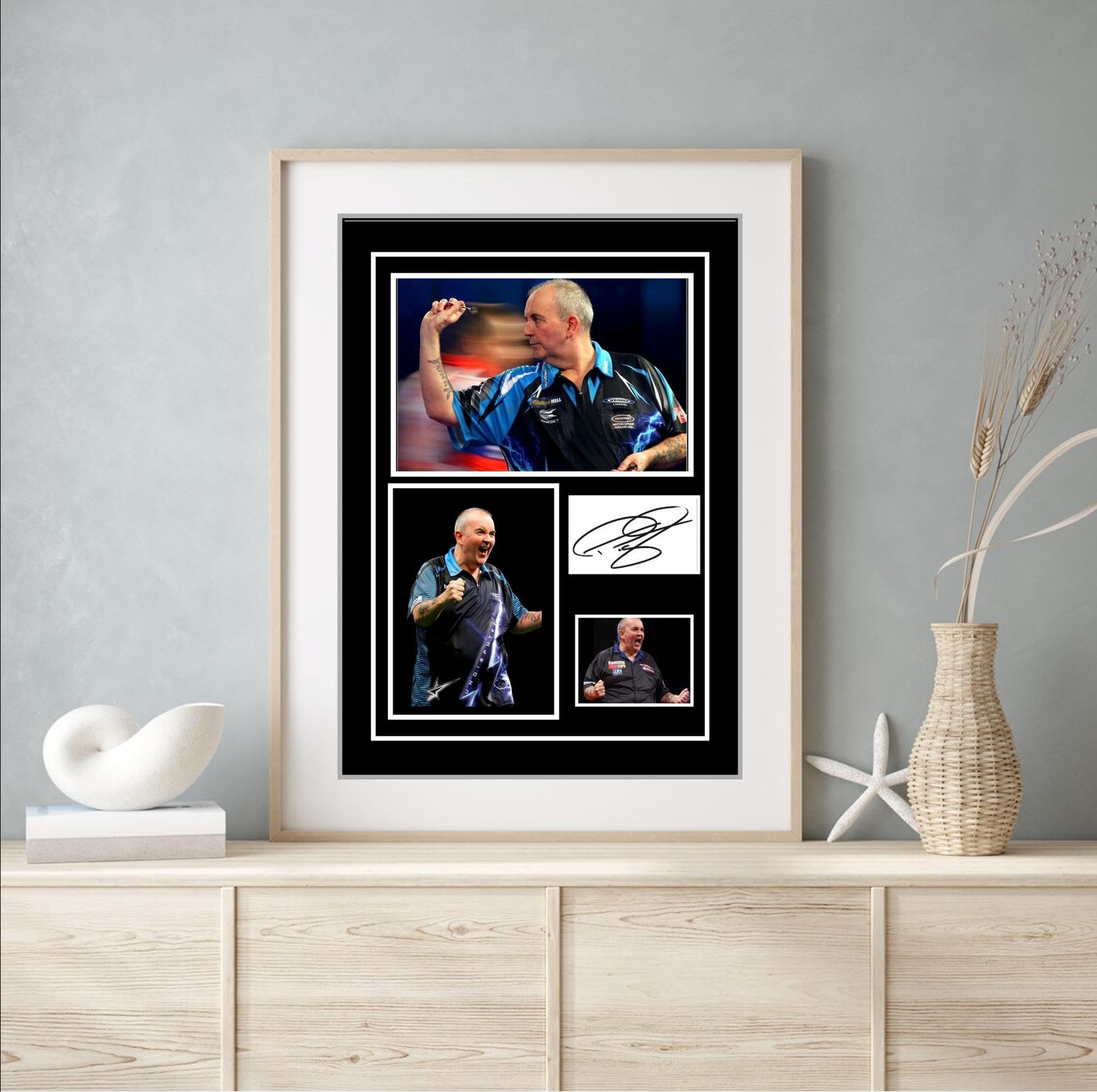 Signed By The Stars Multi Stunning Quality Phil Taylor Signed/Autographed Print. Darts. (A3 Print 42Cm X 29.7Cm)