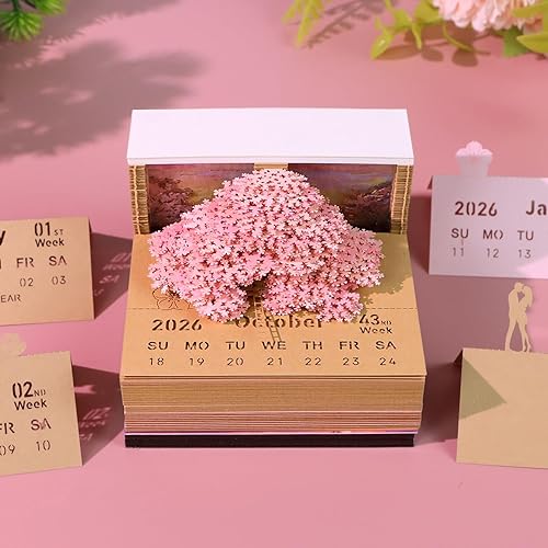 Miniatura 77 de RSLIPIN 3D Memo Pad Time Piece Calendar 2026,3D Calendar Memo Pad DIY Notes Notepad Paper Craft Art Romantic Tree House,2026 3D Desk Calendar With