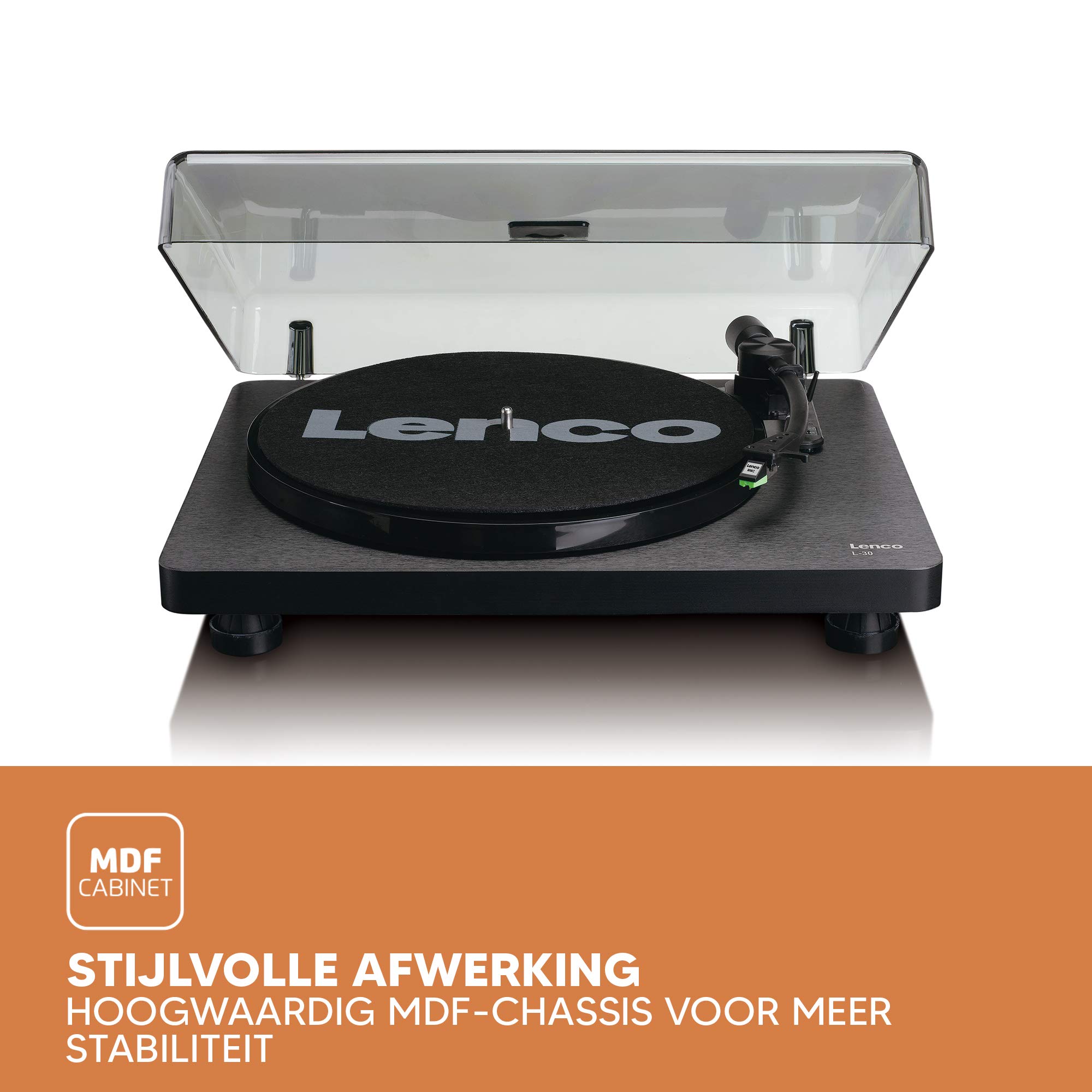 Lenco L-30BK - Plattenspieler - Schallplattenspieler - Vinyl Player | 33 und 45 U/min - USB - RCA Line-Out - digitalisieren von Schallplatten - Vorverstärker - Holz
