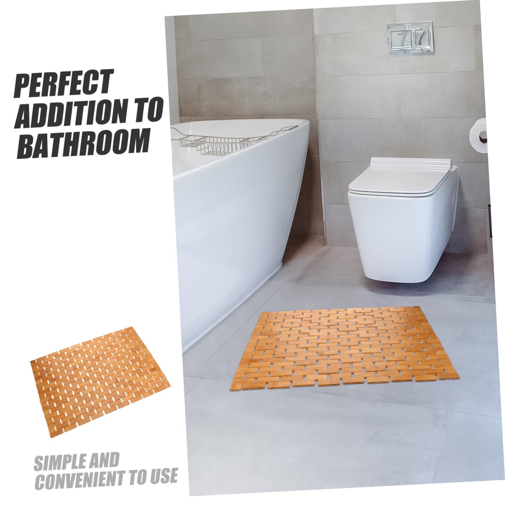 Mipcase Alfombra Superficie Lisa de Bambú Antideslizante Baño de Baño y Diseño Resistente Adecuado para Cocina
