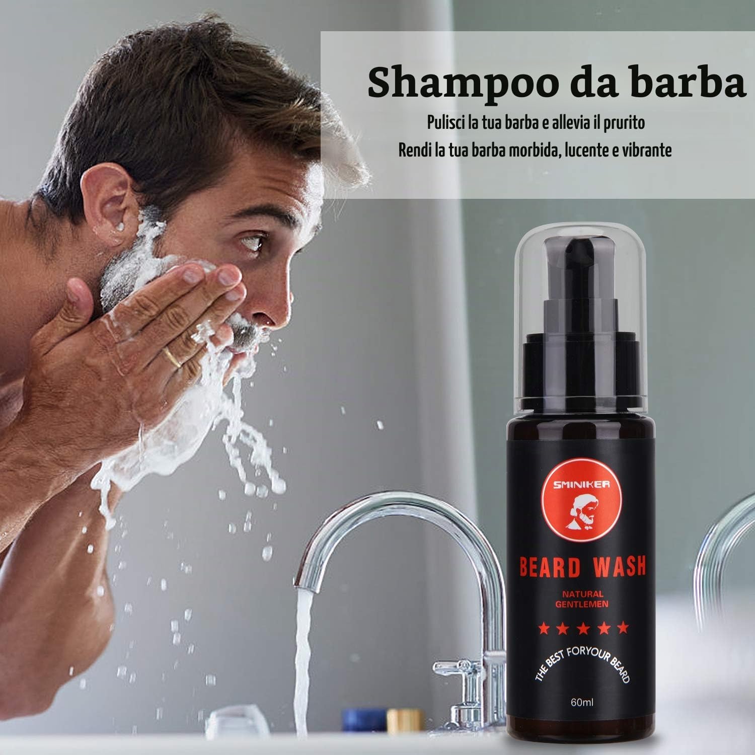 Kit Barba Uomo con Olio per Barba, Crema per Barba, Detergente per Barba, Spazzola per Barba, Pettine per Barba, Forbici per Barba Set Barba Uomo e Accessori Barba