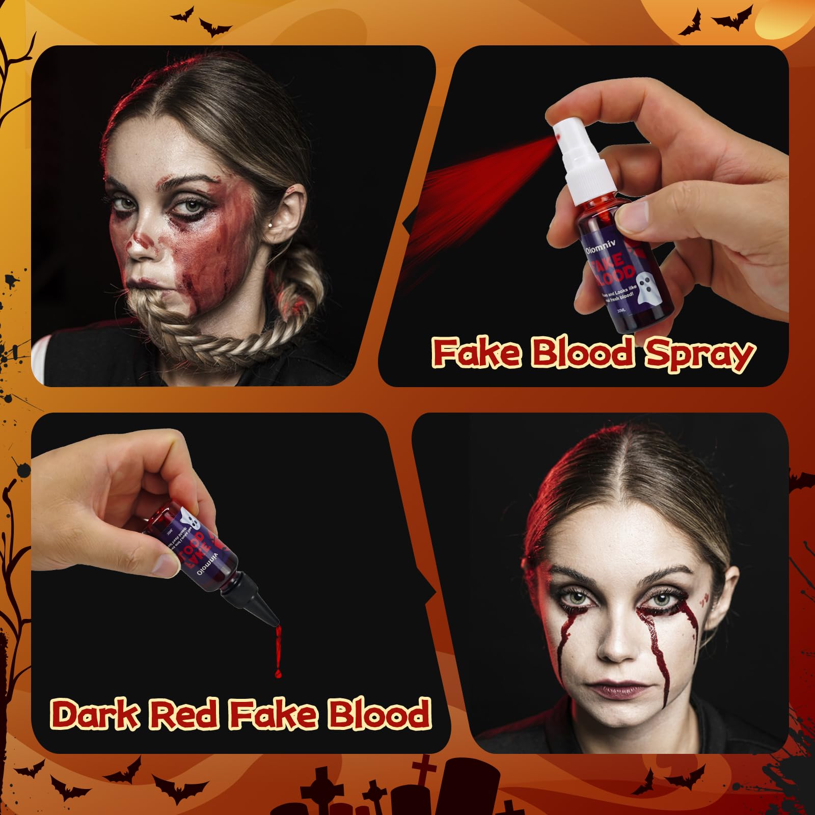 Oiomniv 23 Pcs Halloween Zombie Makeup Kit, SFX Face Painting Set for Clown Vampire, Skeleton, Witch, Cosplay - Image 4