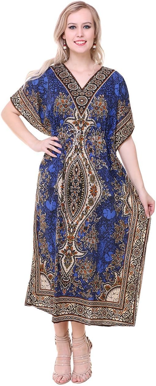 Women's Essentials-Tribal-Ethnic-Print-Kaftan Dress