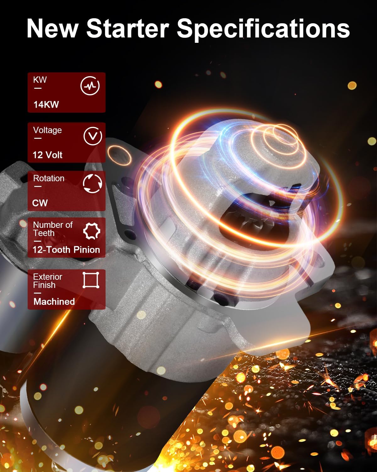 New Stater Compatible for Cadillac for SRX 3.6L 2006 2012-2014 for Chevrolet for Impala Limited 3.6L 2014 for Chevrolet for Impala 3.6L 2012-2014 1.4kW/12 Volt GDSMOTU Starter Replace M0T35872 17986N