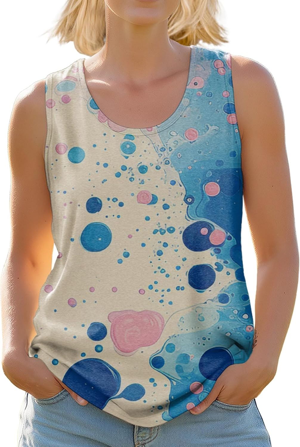 Stylish Women's Crewneck Tank Tops Outdoor Trendy Yoga Workout Shirts Cropped Sleeveless Tshirts Multicolor