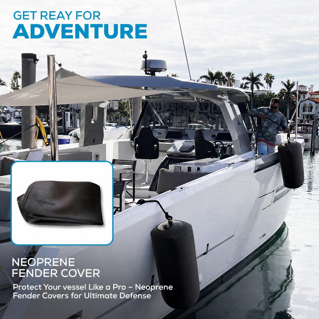 Duo Inflatable Boat Fender with Cover – Heavy Duty Inflatable Dock Bumper for Boats, Yachts & Sailboats – Air & Water Fill, Hurricane-Tested, UV Resistant Mooring Fender