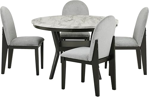 Miniatura 4 de 5 Piece Dining Table and Chair Set, Round Dining Table with 4 upholstered Chairs, Dining Table Set with Storage