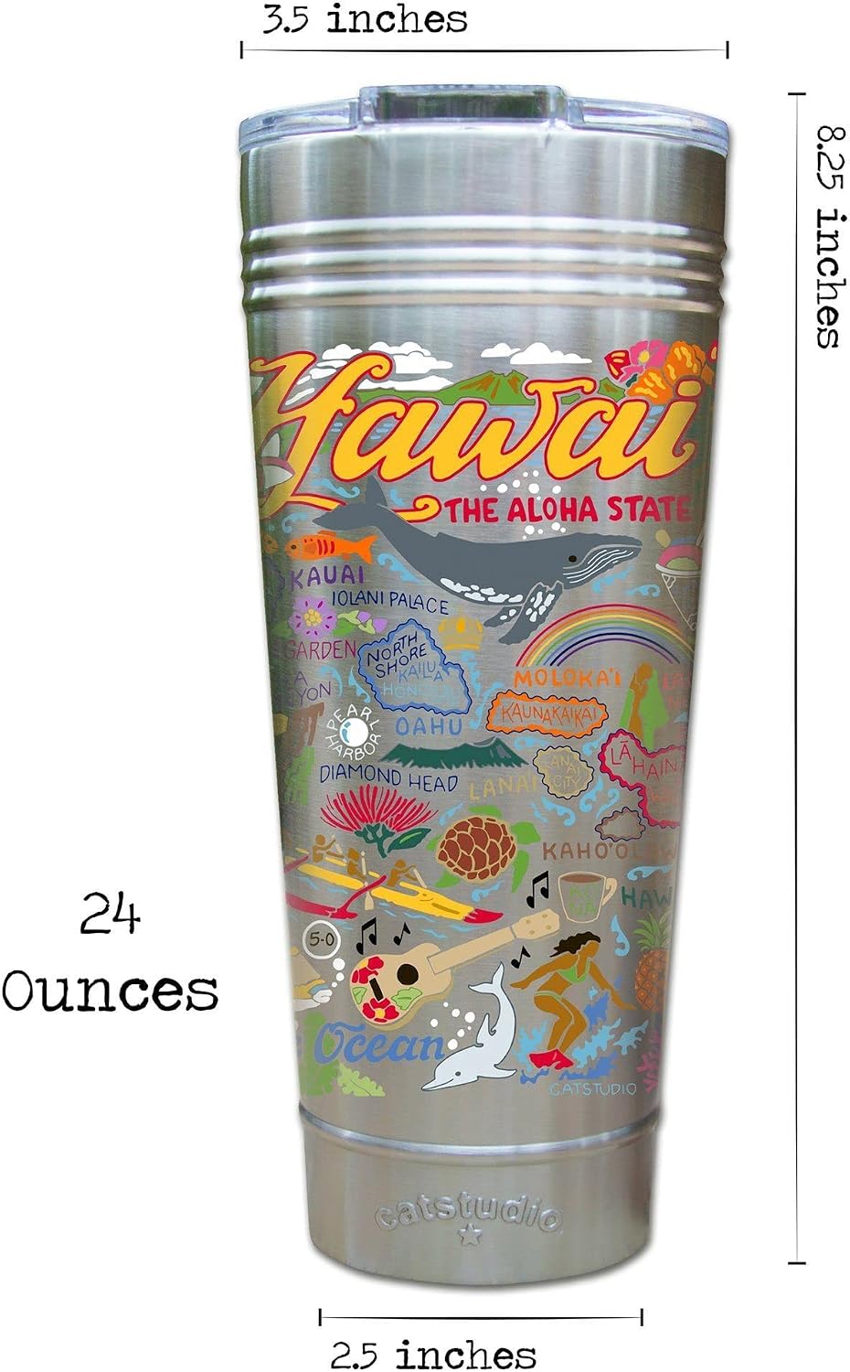 catstudio Hawaiian Isles Thermal Tumbler | Triple Wall Insulation With Non Slip Bottom | Great Travel Cup for Water, Coffee, Tea, or Smoothies