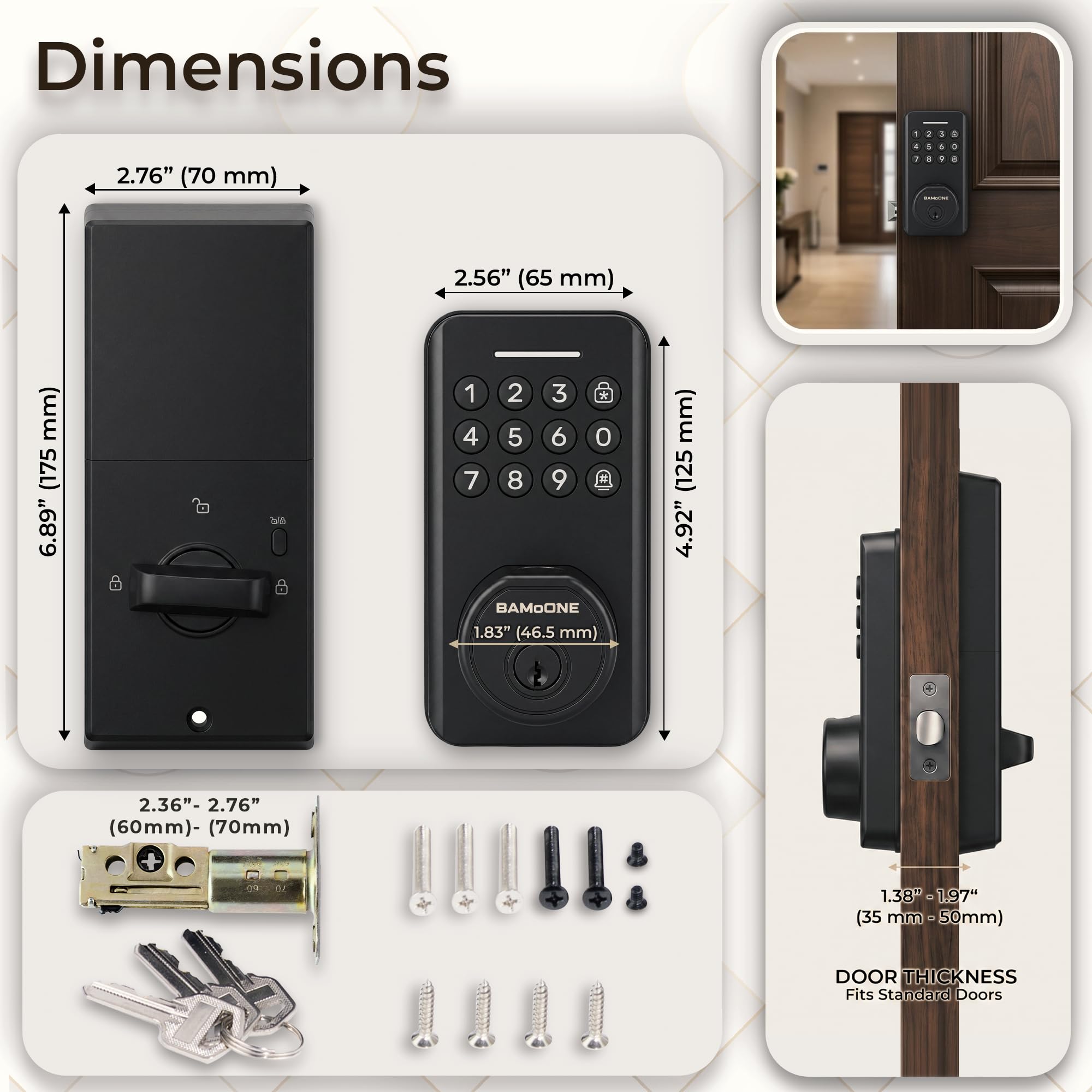 Cerradura inteligente WiFi de huellas dactilares, cerradura de puerta de entrada sin llave con control de aplicación y acceso remoto, puerto de alimentación USB de emergencia, fácil