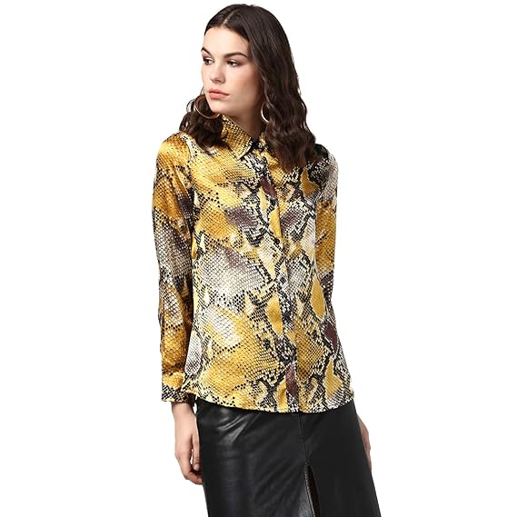 yellow snake print top