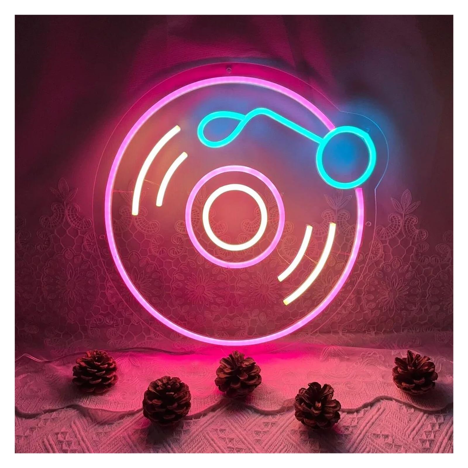 SHOUXI Sign Lamp DJ Records Neon Signs, USB Powered Music Neon Lights Suitable for Club Bistro Window Decor 30cmx34cm(A)