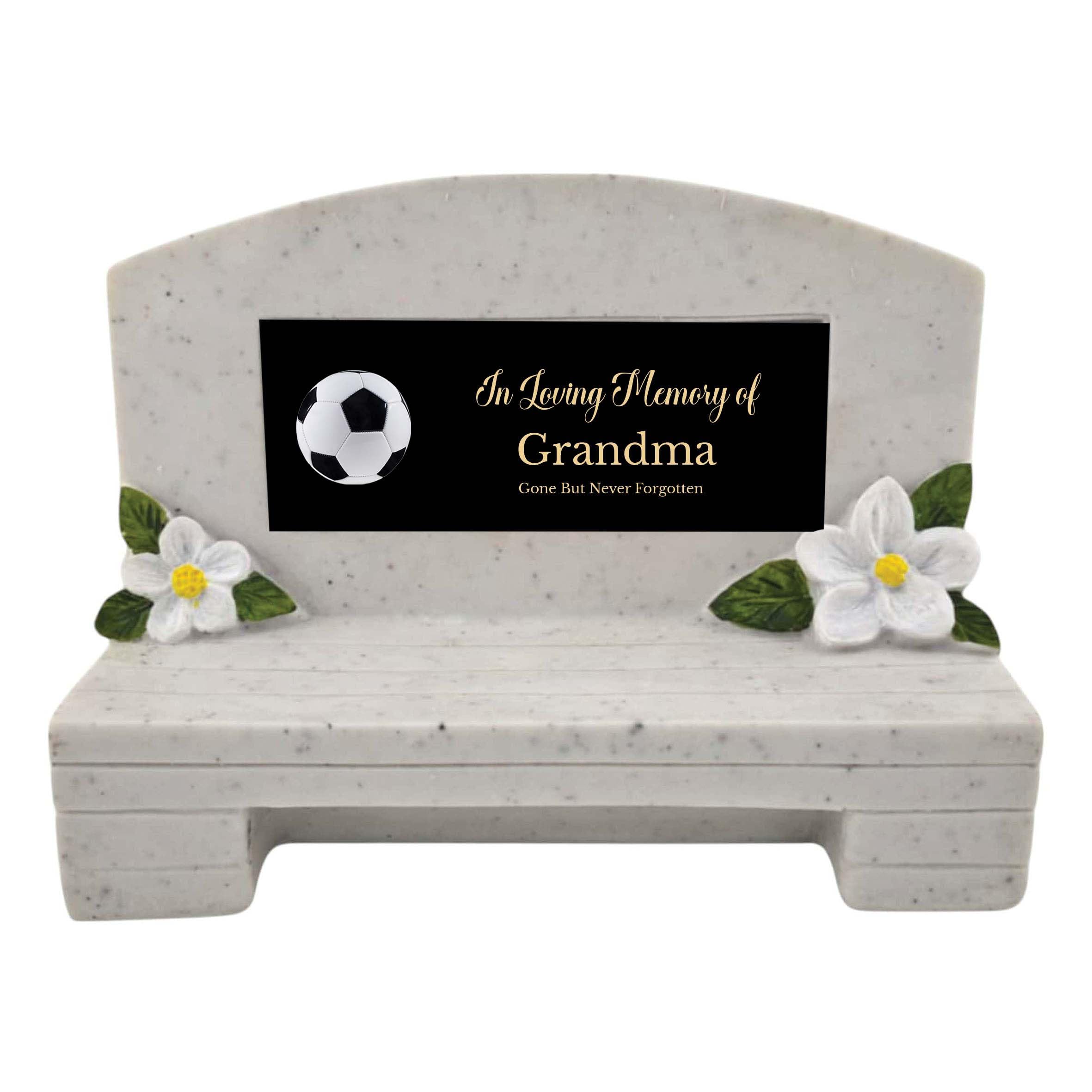 1stclassgifts In Loving Memory Of Memorial Bench With Plaque Grave Marker With Football Design Mum Dad & Lots More Black Plate (UV PRINTED) (Grandma)
