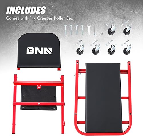 Miniatura 2 de DNA MOTORING TOOLS-00186 - Asiento plegable 2 en 1 de 40 pulgadas, 6 ruedas de 2 pulgadas, capacidad de peso de 330.7 lbs, color rojo