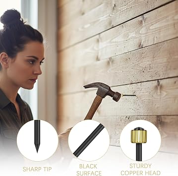 75 Pack Picture Nails for Hard Walls, Masonry Nails, Panel Pins | Wall nails for picture frames, mirrors and wall decor, secure hanging on hard surfaces, essential hardware accessories