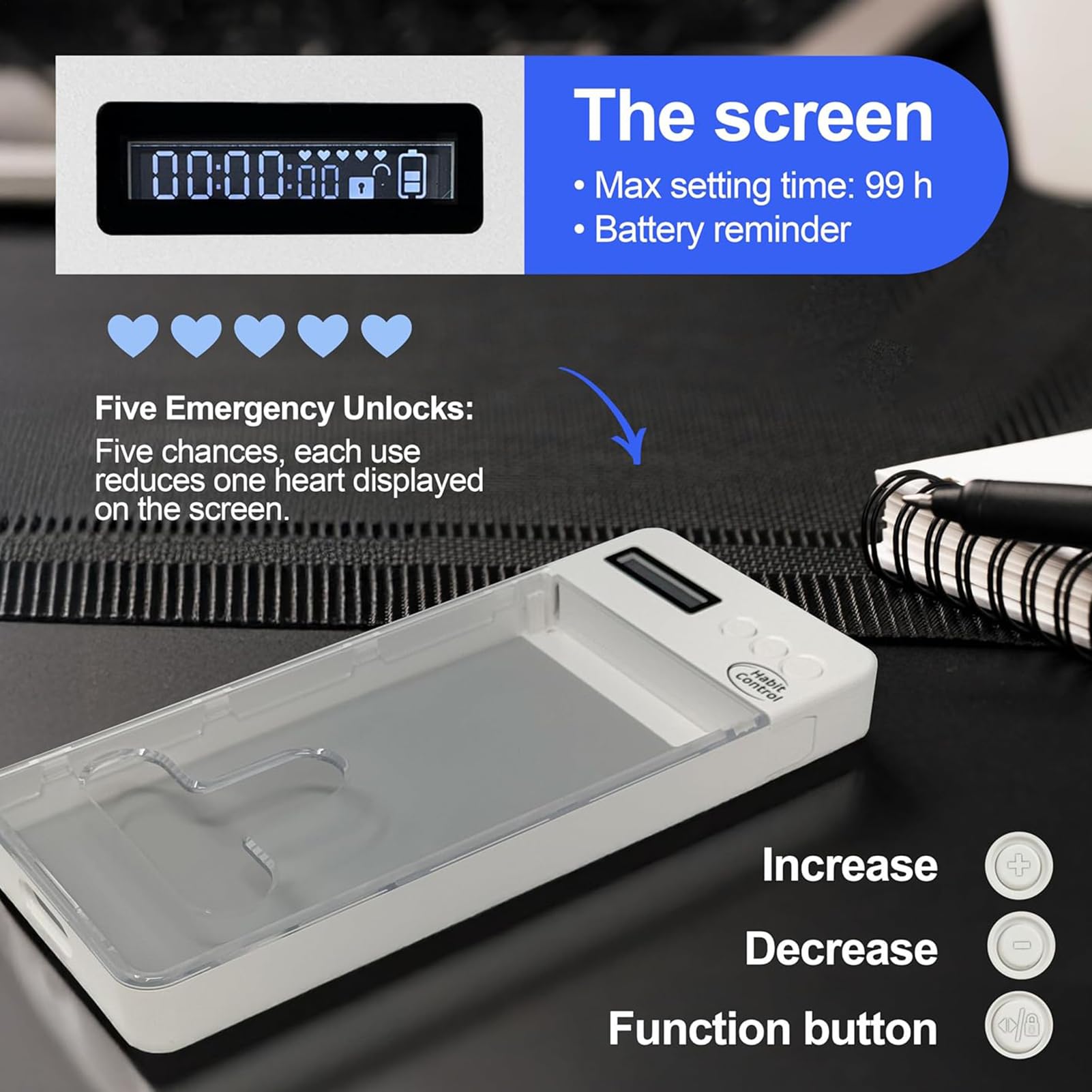 Phone Lock Box, Self-Control Case with Timer, Timed Cell Phone Jail Locker for Students, Kids, Adults, Family, Home, Office, Gym, Travel