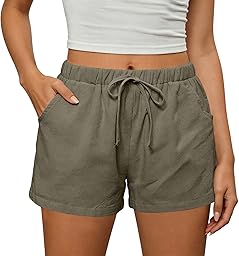 Shorts for Women Drawstring Elastic Waist Casual Bermuda Short Wide Leg Crop Pants Comfort Loungewear Beach Vacation