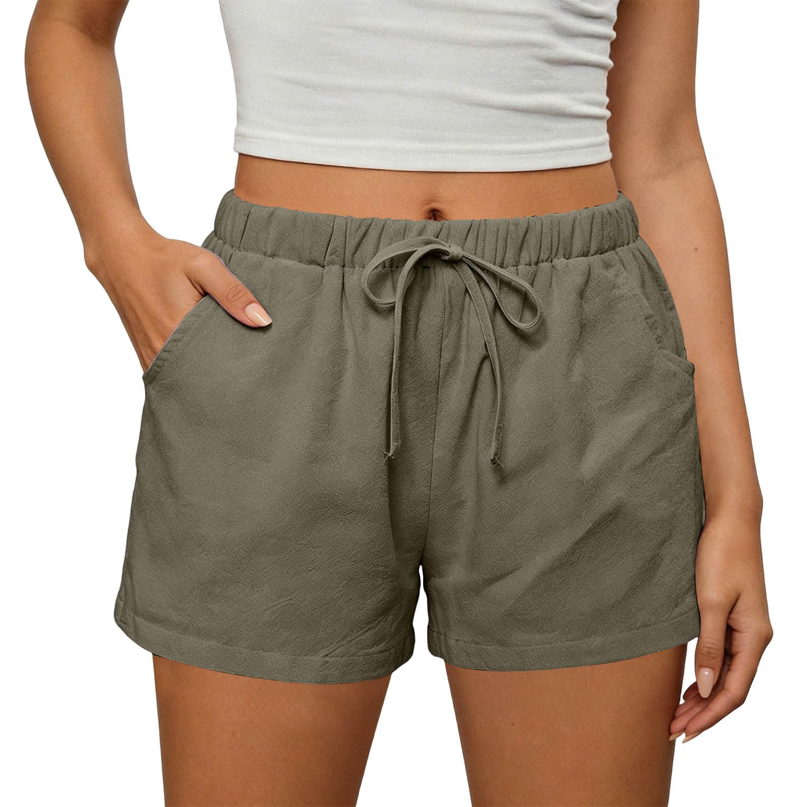 Shorts for Women Drawstring Elastic Waist Casual Bermuda Short Wide Leg Crop Pants Comfort Loungewear Beach Vacation